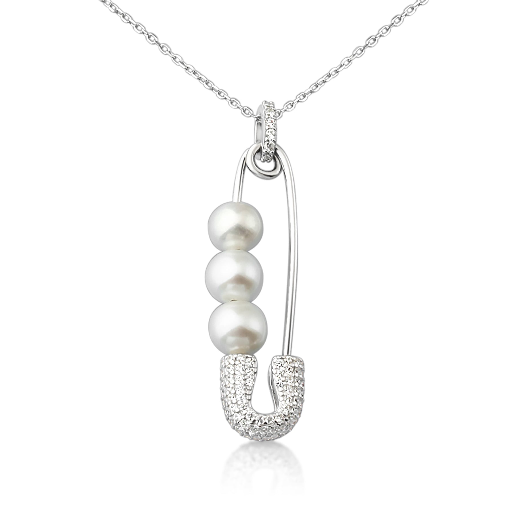 Pearl - Safety Pin Necklace